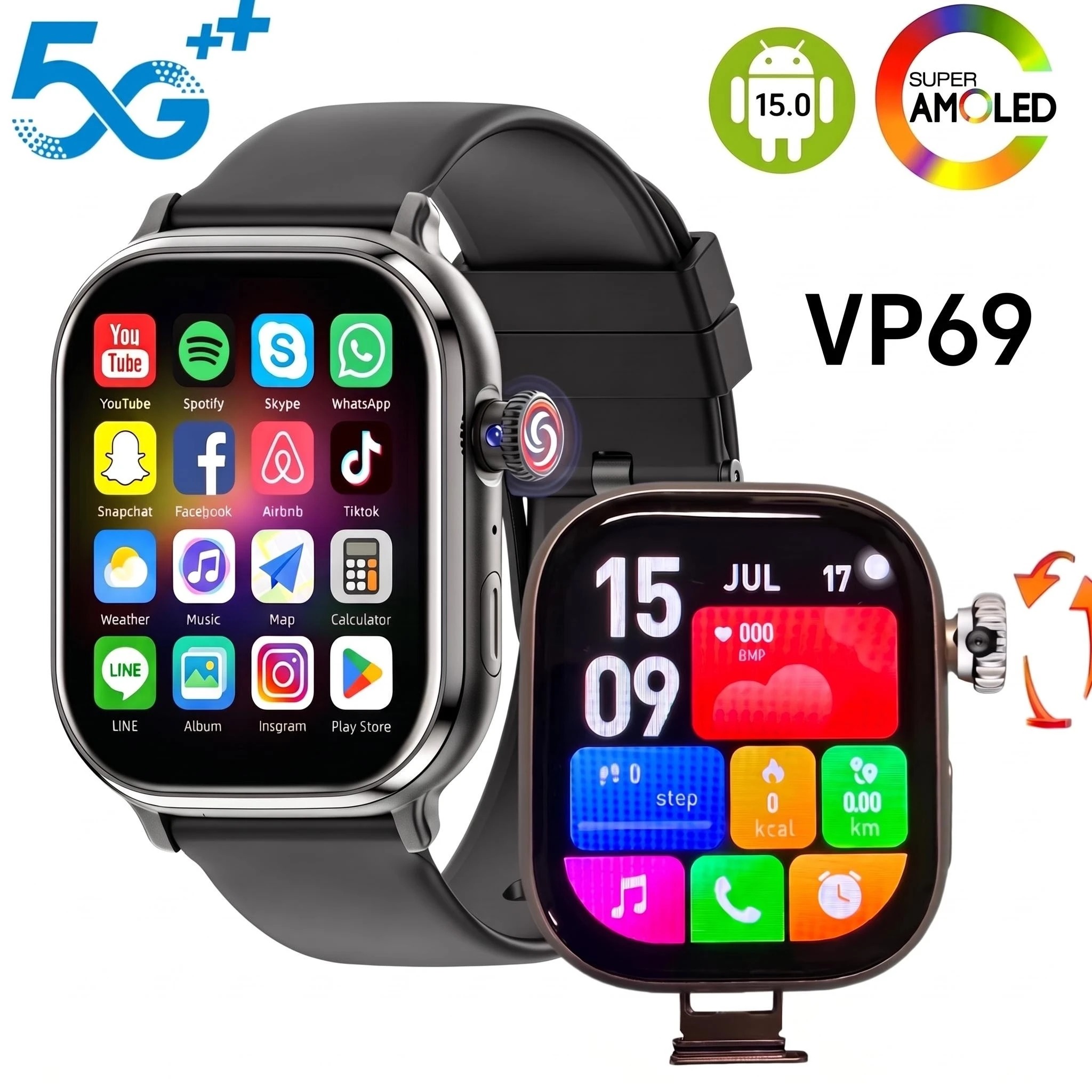 ساعة ذكية VP69 5G بشبكة كاملة، - مراجعة Smartwatch Watches Price وسعره
